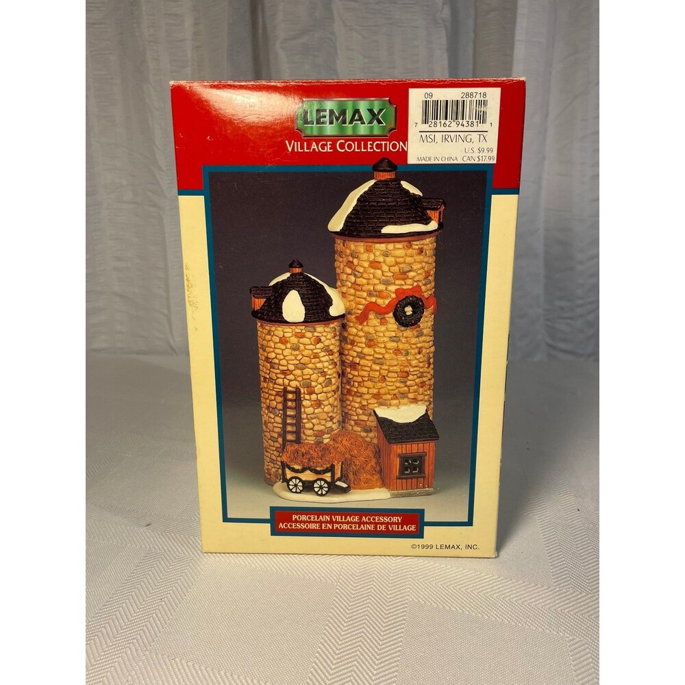 Lemax 1999 Silo #94381 Christmas Village Farm Porcelain Retired w/ Box(c25-926-1